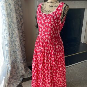 April Cornell Daisy Praire Red Sundress Sz M-L COTTON No tags